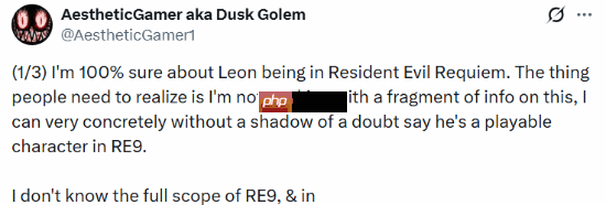 舅舅党言之凿凿！《生化危机9：安魂曲》必有里昂 角色可操作