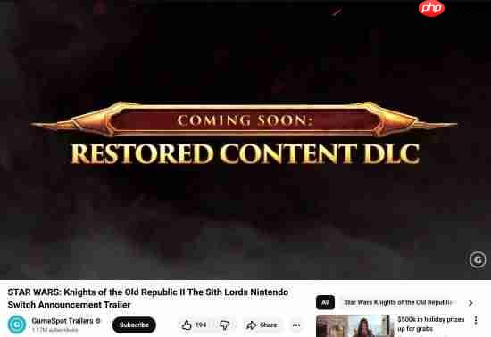 曝《星球大战:旧共和国武士2》曾秘密开发重制版!完整的现代化重制