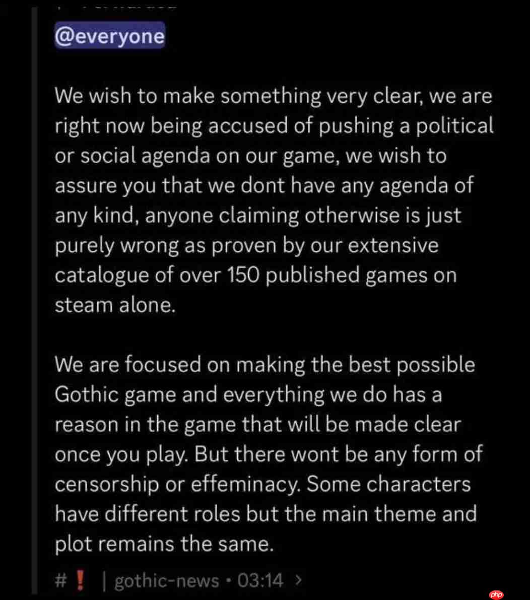 《哥特王朝：重制版》官方发声明 但网友批评官方撒谎