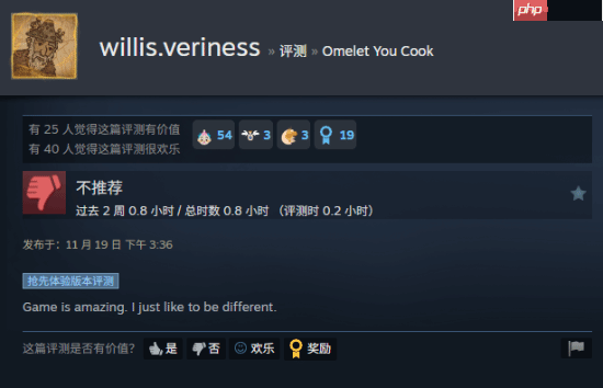 100%好评游戏收到第一条差评:我只是想标新立异!