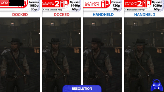 《荒野大镖客：救赎》NS和NS2画面对比：2K/60帧 加载超快