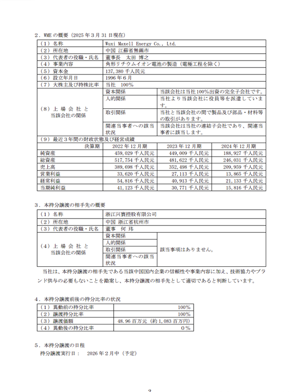 日本老牌电池企业出售在华全资子公司:卖了4896万元